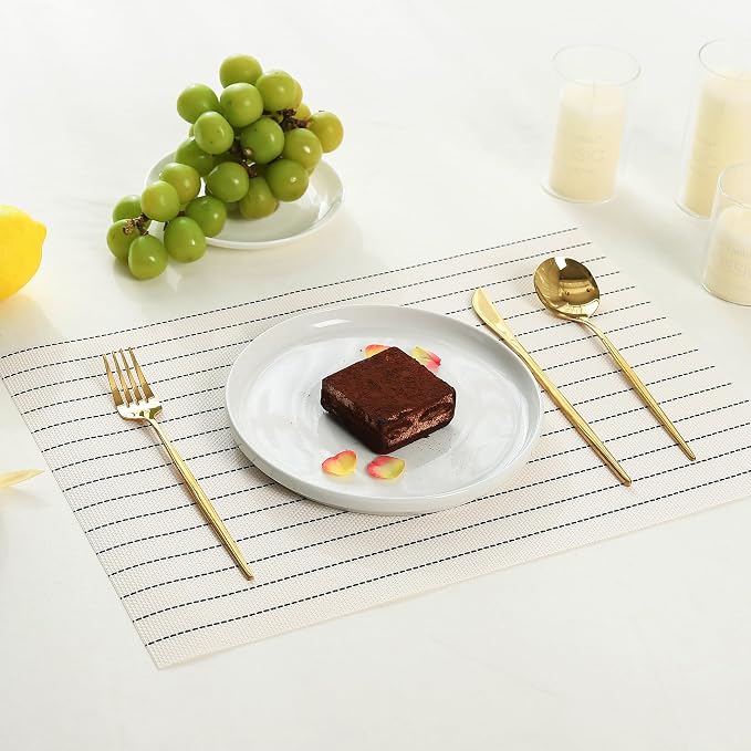 Leetaltree White with Black Stripes Placemats Set of 4 - Image 9