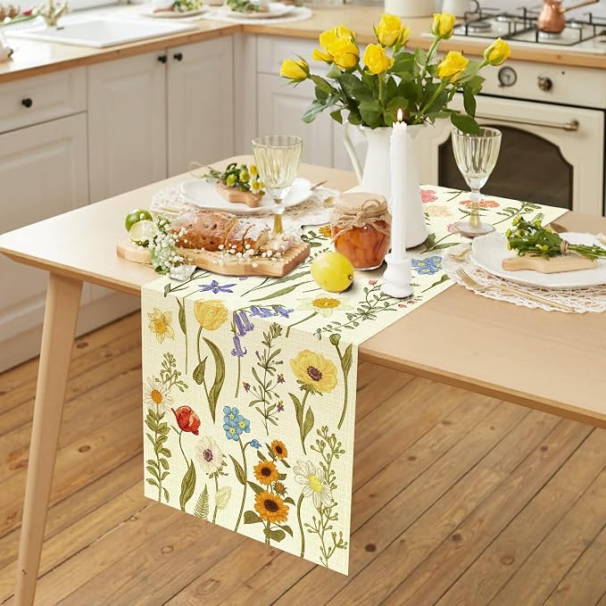 Summer Flower and Leaf Table Runner Seasonal Holiday Anniversary Indoor Outdoor - Image 6