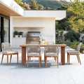 PURPLE LEAF 7 Pieces Dining Set Patio Metal Rectangular Table and Wicker Rattan by PURPLELEAF