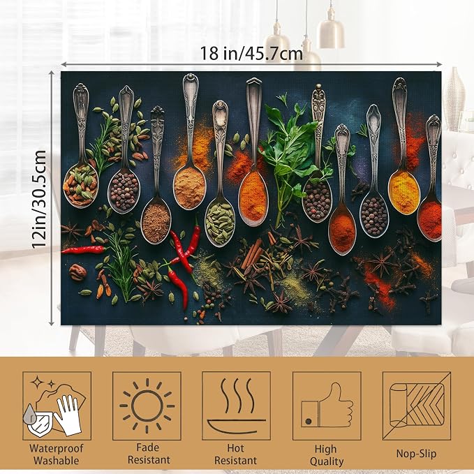 Various Herbs Placemats Set of 6, Spices - Image 6