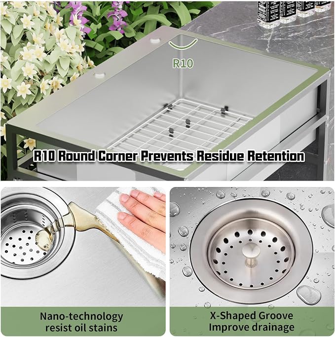 30x22 Inch Stainless Steel Utility Sink-Freestanding Laundry Sink Practicality - Image 3