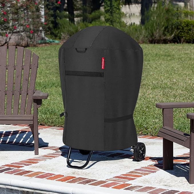 Porch Shield Round Patio Fire Pit Cover 28 inch Outdoor Rolling Fireplace - Image 6