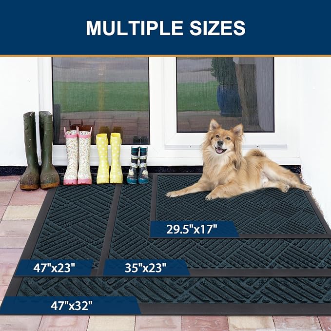 Smiry Front Door Mat Outside Entrance, Heavy Duty Outdoor Indoor Mat, Natural - Image 3