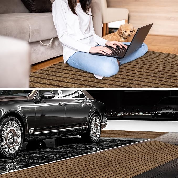 4' x 19' Runner Rugs with Rubber Backing, Indoor Outdoor Utility Carpet Runner - Image 6