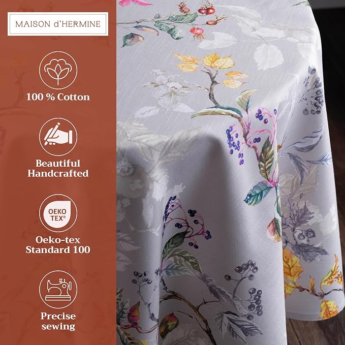 Maison d' Hermine Table Cloth Round Table 100% Cotton 69 Inches Fall Tablecloth - Image 2