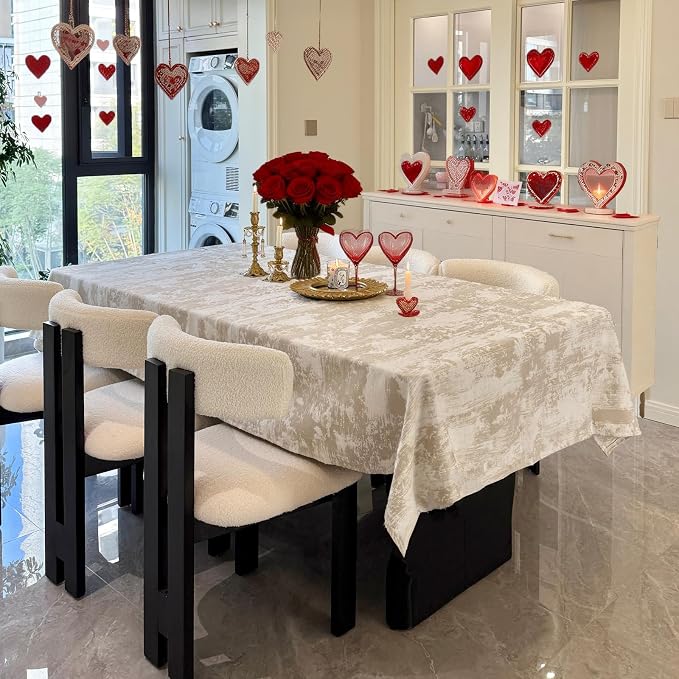 Table Cloth for Rectangle Tables, Jacquard Washable Waterproof Tablecloth - Image 6
