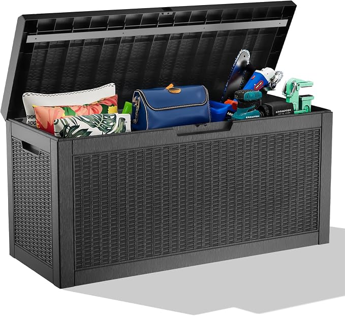 60 Gallon Waterproof Resin Deck Box, UV Resistant Outdoor Storage by KFY