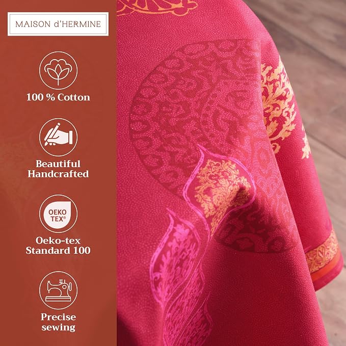 Maison d' Hermine Table Cloth Round Table 100% Cotton 63 Inches Fall Tablecloth - Image 2