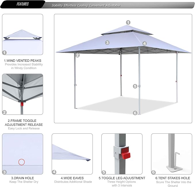ABCCANOPY 13x13 Pop Up Canopy Base on 10x10 Canopy Frame - Image 4