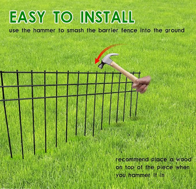 24x15-inch No Dig Animal Barrier Fence, 20 Pack Black Dig Protective Fence - Image 4