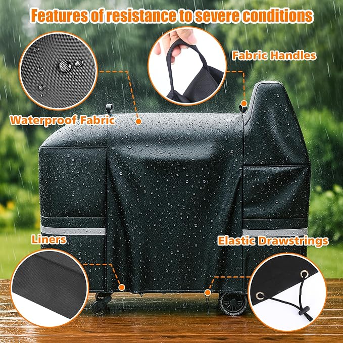 Hisencn Grill Cover for Pit Boss Austin XL, 600D Heavy Duty Pellet Smoker BBQ - Image 3