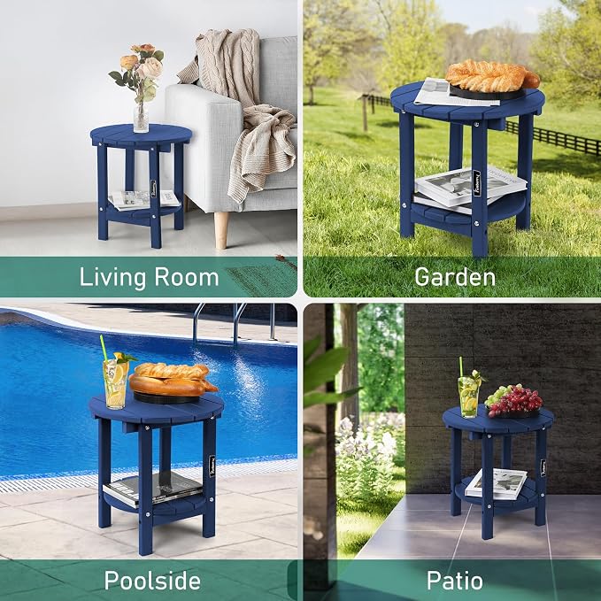 FUNBERRY Outdoor Adirondack Side Table Set of 2, 2-Tier Patio End Tables - Image 9