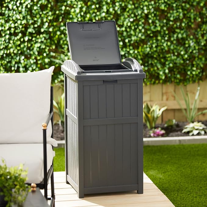 Suncast 2 Pack Trash Hideaway Refuse Container, Stylish Resin Outdoor Garbage - Image 8