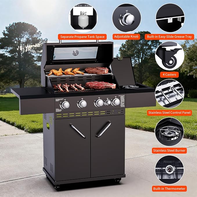 4 Burners Propane Gas Grill - Image 6