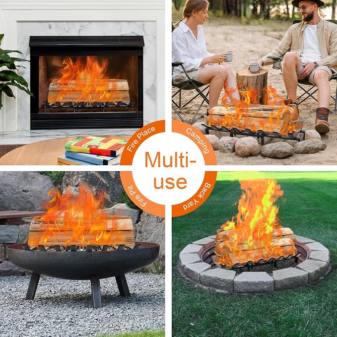 24" Fireplace Grates with Ember Retainer, Fireplace Wood Holder - Image 5