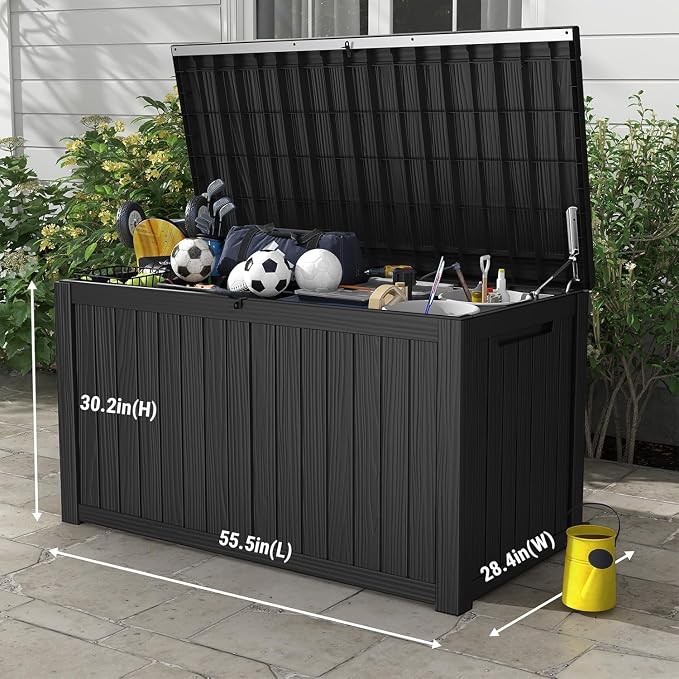 Mars Villa 180 Gallon Outdoor Storage Box, Large Waterproof Resin Deck Box - Image 8