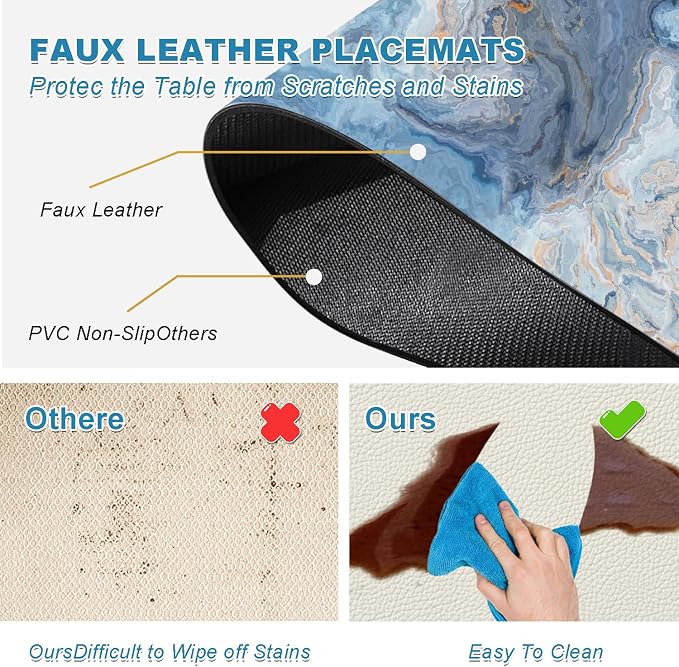 Marble Faux Leather Placemats Set of 4 - Image 4