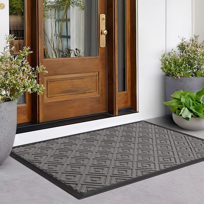 LEKEEPGO Large Front Door Mat Outside Entrance 31.5"x47", Drainage Welcome Matt by LEKEEPGO