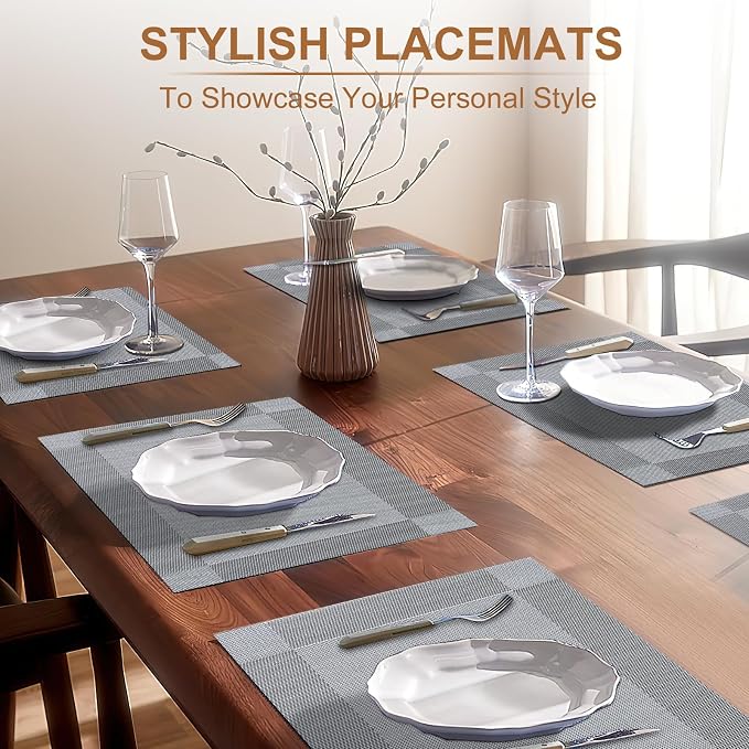 BETEAM Placemats Set of 6, Woven Vinyl Placemat - Image 6