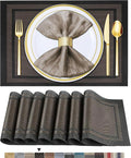 BETEAM Placemats Set of 6, Woven Vinyl Placemat by BETEAM