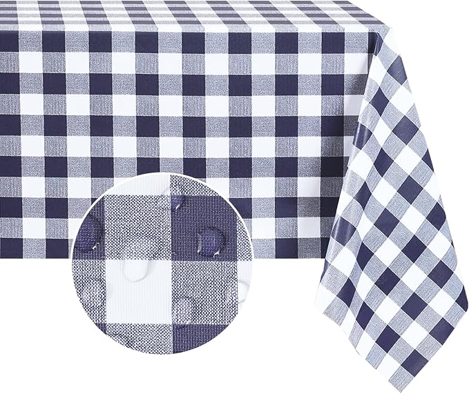 Romanstile Rectangle Vinyl Tablecloth, 100% Waterproof Buffalo Gingham Plastic by Romanstile