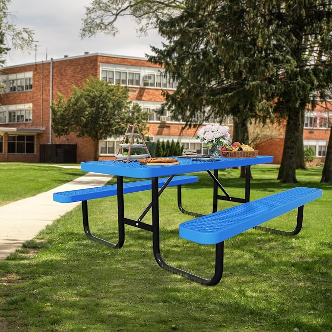 48'' Rectangular Steel Picnic Table - Image 5
