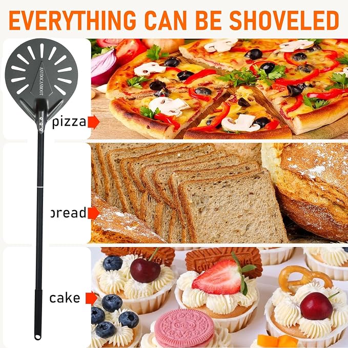 Perforated Pizza Peels 6 INCH pizza spatula paddle Long Handle Metal Pizza - Image 7
