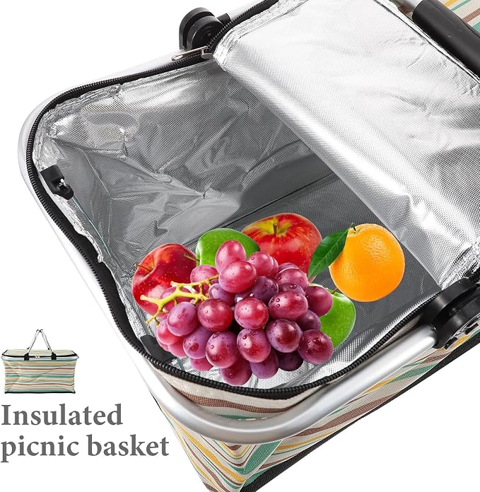 Wear-Resistant Insulated Picnic Basket and Foldable Shopping Tote - Image 6