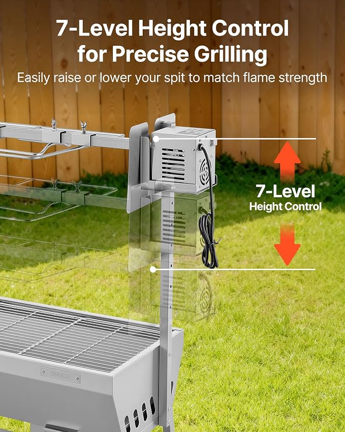 VEVOR Rotisserie Grill, 37in BBQ Outdoor Pig & Lamb Spit Roaster, Charcoal Spit - Image 4