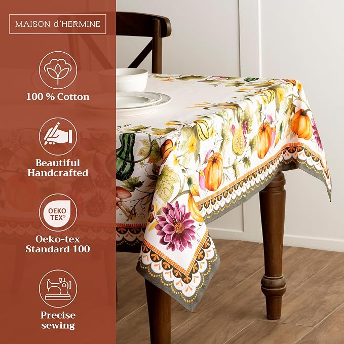 Maison d' Hermine Table Cloth Rectangle Table 100% Cotton 60 x 120 Inches Fall - Image 2