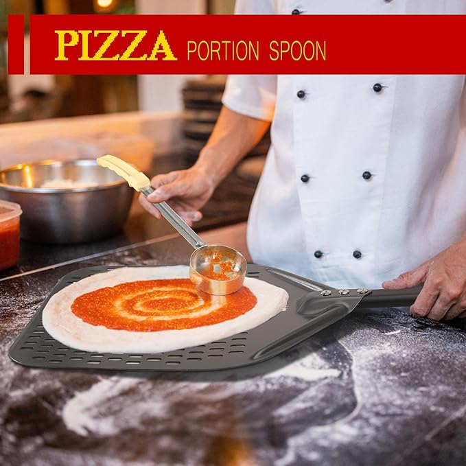 Pizza Peel Set 6 Piece with Aluminum Peels and Brass Bristle Oven Brush