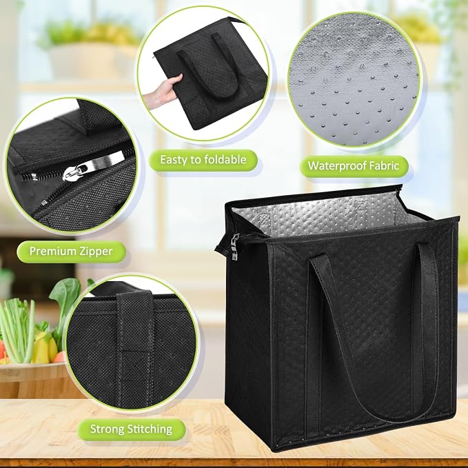 10 Pack Large Insulated Grocery Bags Reusable Shopping Bags - Image 4