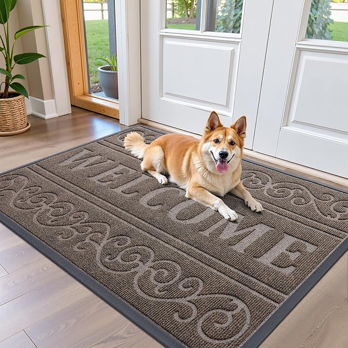 OLANLY Welcome Door Mat Indoor Outdoor Entrance, Heavy Duty Sturdy Front Door by OLANLY