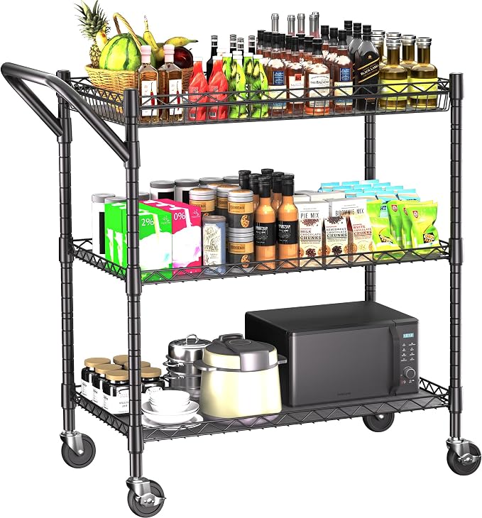 REGILLER 3 Tier Heavy Duty Rolling Utility Cart, Commercial Grade Metal by REGILLER