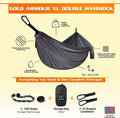 Double Camping Hammock in Gray, 125 x 79 in Parachute Nylon