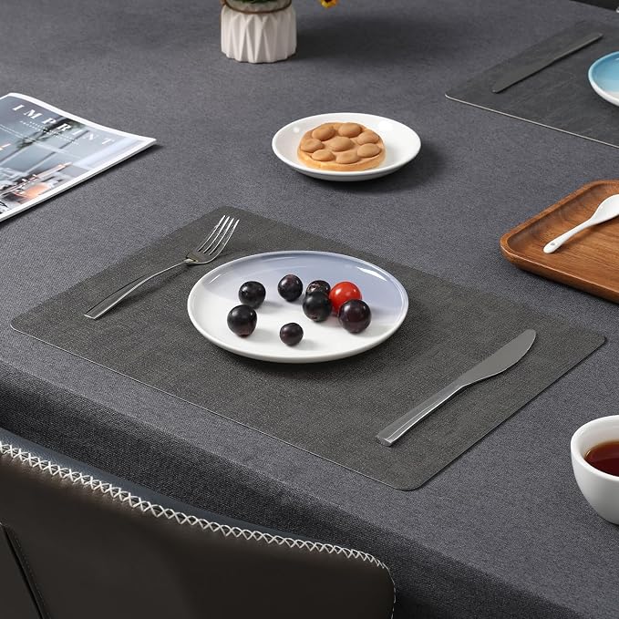 Myir JUN Placemats Dual Sided, Faux Leather Place Mats Set of 4 Indoor Placemat - Image 4