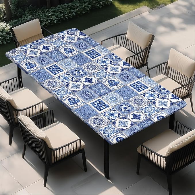 Rectangle Table Cloth Cover Waterproof Elastic Fitted Polyester Fitted by Unknown