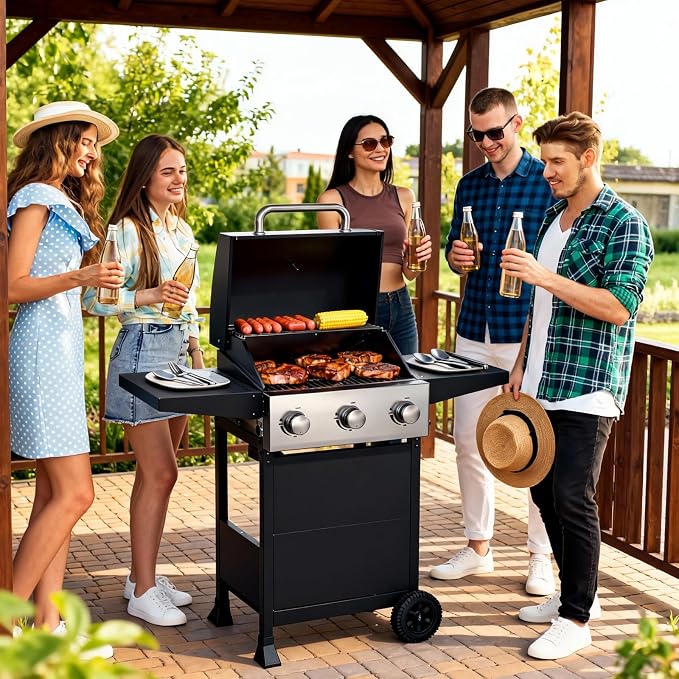 Veralune 3 Burner Propane Gas Grill, 000 BTU Stainless Steel Outdoor BBQ Grill - Image 8