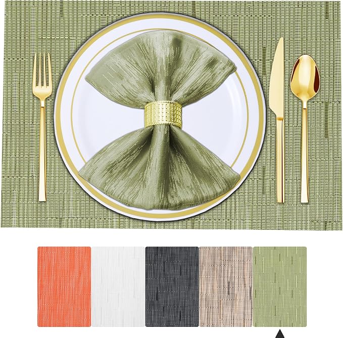 BETEAM Placemats Set of 4, Woven Vinyl Placemat by BETEAM