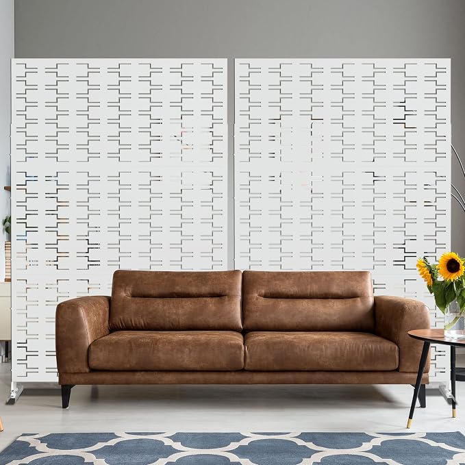 Metal Privacy Screen Outdoor 72" H×47" W, Freestanding Decorative Privacy Screen - Image 4