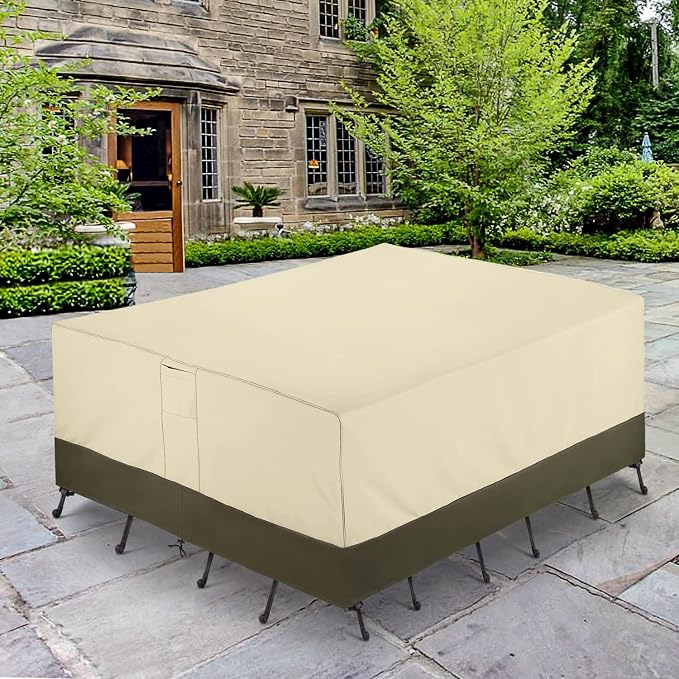 SunPatio Patio Furniture Covers, 600D Waterproof Rectangular/Oval Dining Table - Image 9