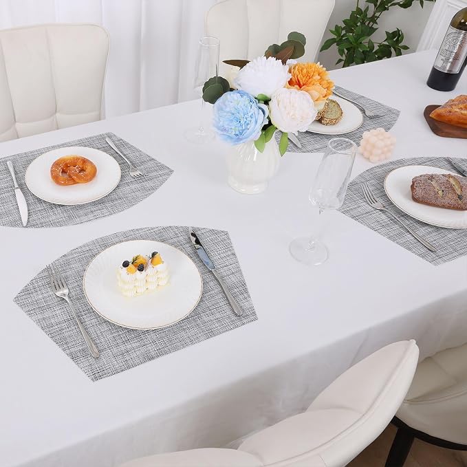 SHACOS Wedge Placemats Set of 4 Small Round Table Placemats Woven Vinyl Place - Image 4