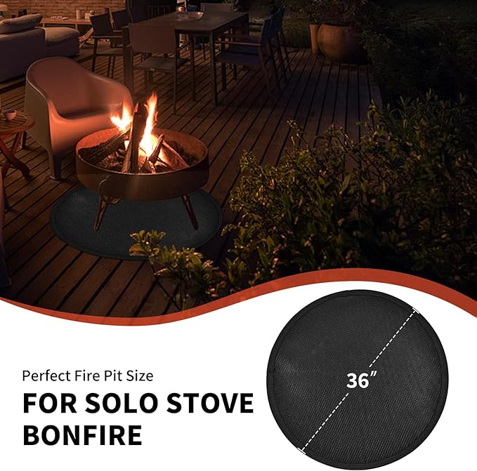Round Grill Pad Floor Mat, 9-Inch Black Silicone Fiberglass