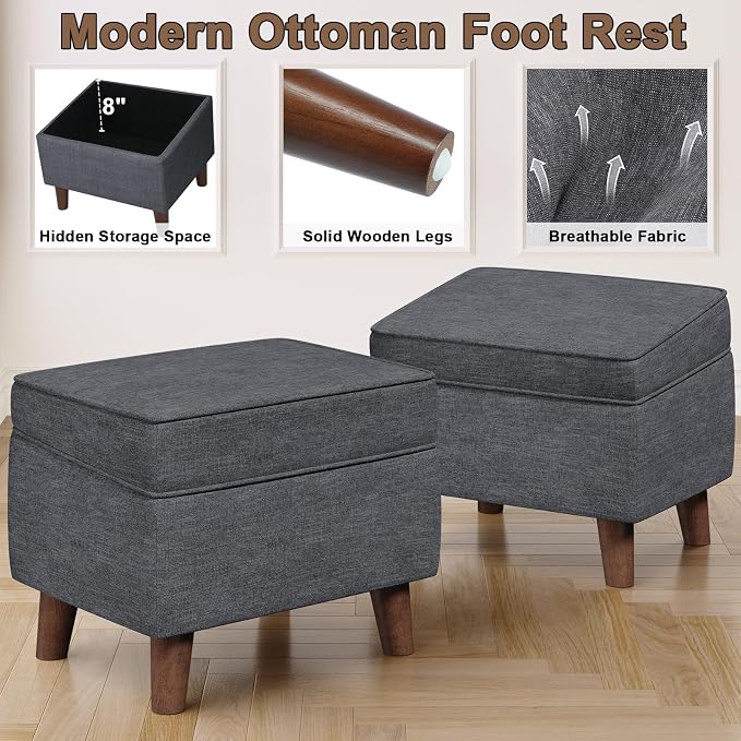 Storage Ottoman with Adjustable Cover, Soft Step Stool, Footrest and Seat - Image 4