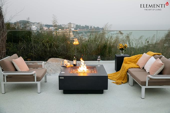 Elementi+ | Bundle Bergen Gas Fire Pit Cast Concrete 40" Square Fire Table - Image 8