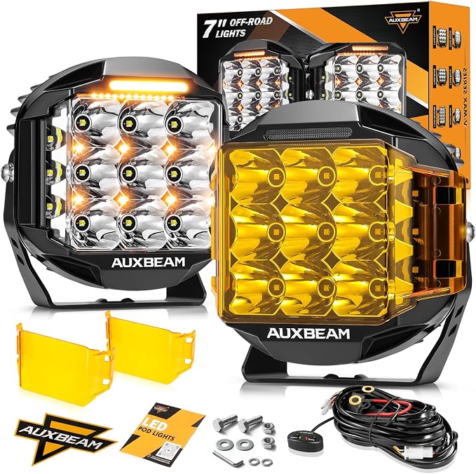 Auxbeam 7 Inch LED Pod Light, V-MAX Series 228W Off-Road Driving Side Shooter by Auxbeam