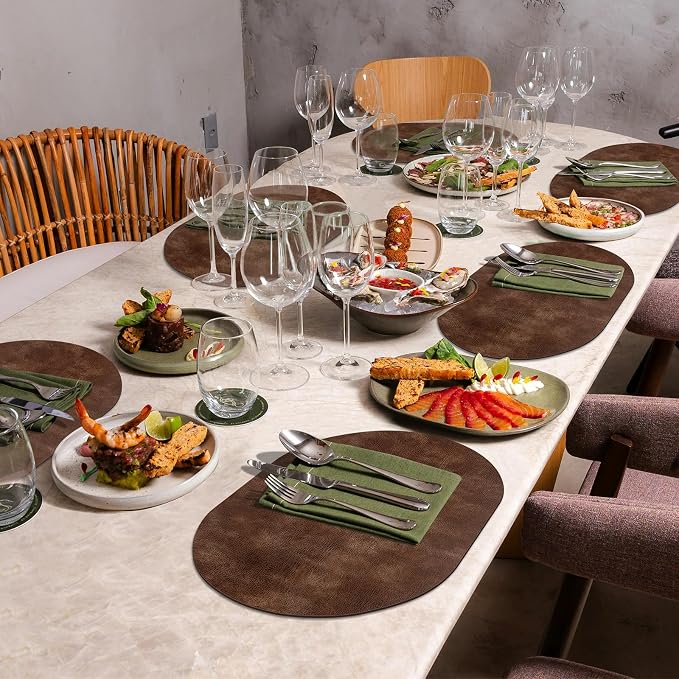 ADRIMER Placemats, Heat Resistant Oval Placemats Set of 4 Washable 12 x 17 Inch - Image 7