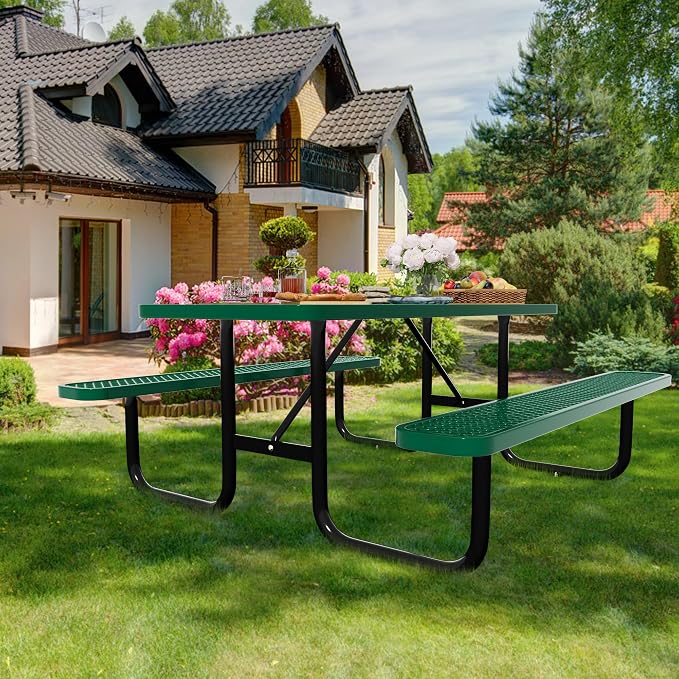 6FT Rectangular Metal Picnic Table - Image 2