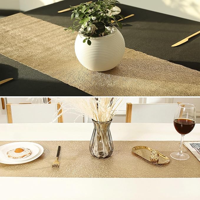 Fave Gold Table Runners 60 Inches Heat Resistant Table Runner Line Shaped Short - Image 6