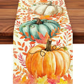 Pumpkin Fall Table Runner, Maple Leaf Autumn Thanksgiving Kitchen Table by Unknown